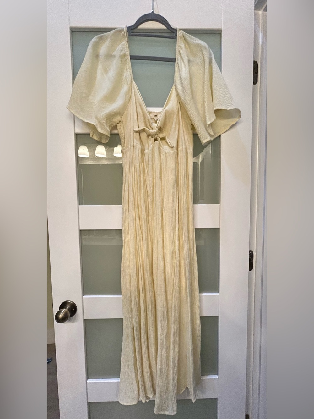 Cream Maternity Dress with Tie Front
